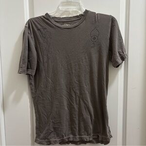 Women’s Brown Diesel Shirt Distressed Hem 100% Cotton Size Medium Cropped